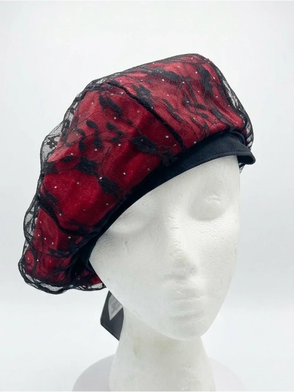 Red Lace-Overlay Beret - Women's Fashion Hat